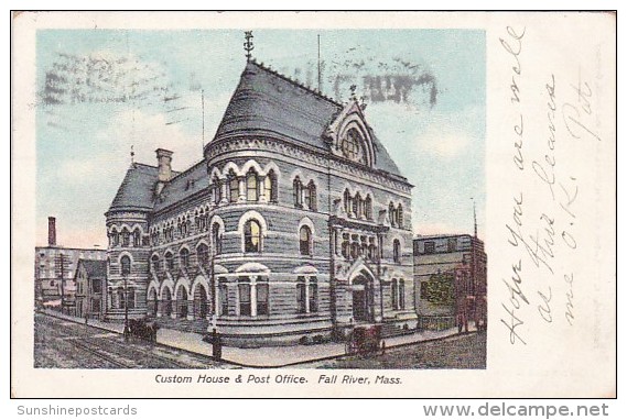 Massachusetts Fall River Custom House And Post Office 1906 - Fall River
