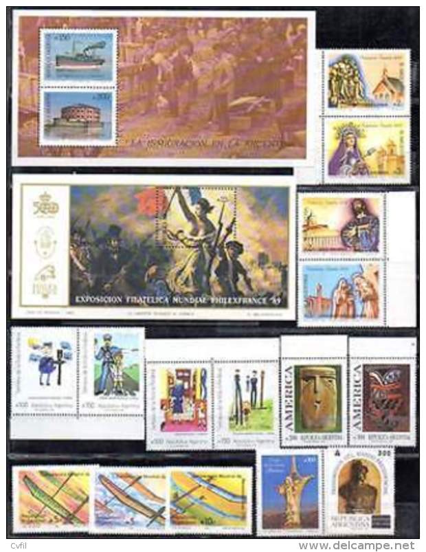 ARGENTINE / ARGENTINA 1989 - COMMEMORATIFS 44v + 2 BF - Unused Stamps