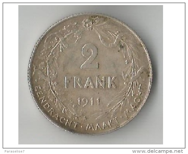 BELGIQUE 2 FRANK  1911   ARGENT - 2 Francos