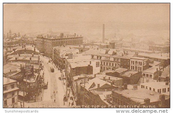 Maine Portland Middle Street From The Top Of The Fidelity Bank Building 1912 - Portland