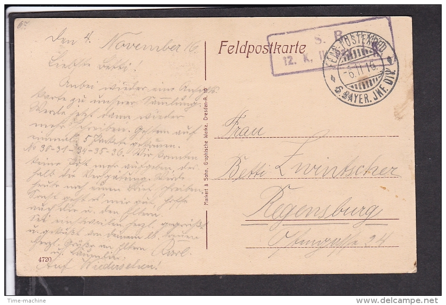 Zerstörte Häusser   Feldpost 1916 "6 Bayer.Inf.Div." Nach Regensburg - Guerre 1914-18