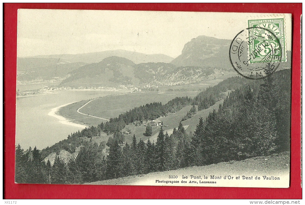 HAA-02  Val De Joux. Le Pont, Mont D'Or Et Dent De Vaulion. Affranchissement Frontal. Cachet 1907 - Vaulion