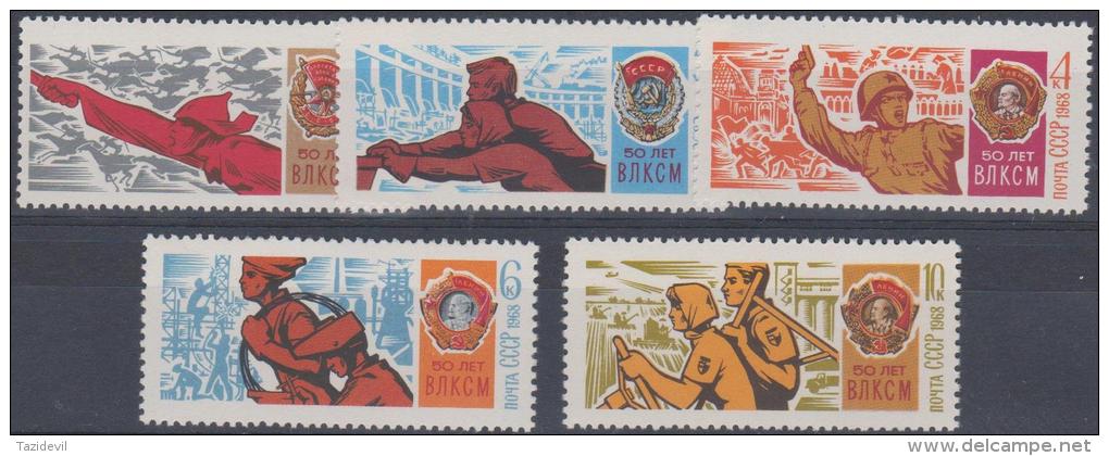 RUSSIA - USSR - 1965 Communist League. Scott 3501-5. MNH ** - Ongebruikt