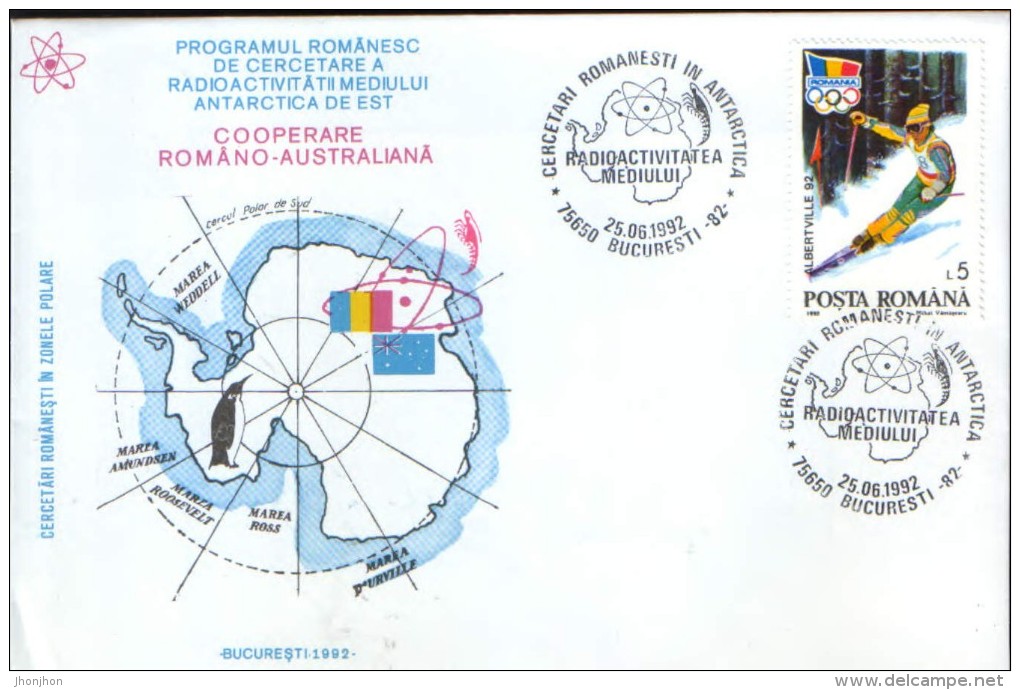 Romania - Occasionally Cover 1992 - Romanian Research Program Of Environmental Radioactivity East Antarctica - Bases Antarctiques