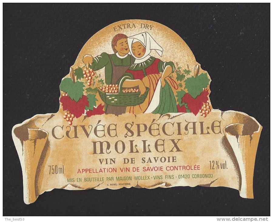 Etiquette De Vin  De Savoie  750 Ml - Cuvée Spéciale Mollex  - Thème Couple  - Maison Mollex à Corbonod (01)  -Années 60 - Coppie