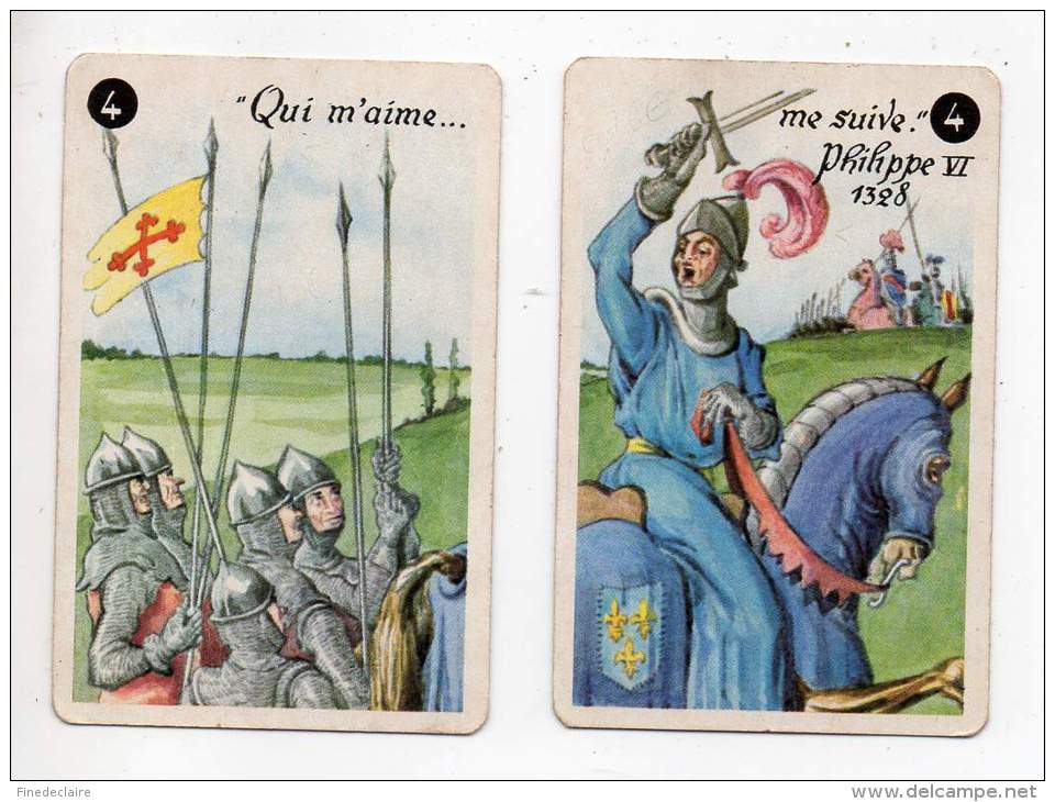 2 Cartes à Jouer - Qui M'aime Me Suive - Philippe VI - 1328 - N°4 - Sonstige & Ohne Zuordnung