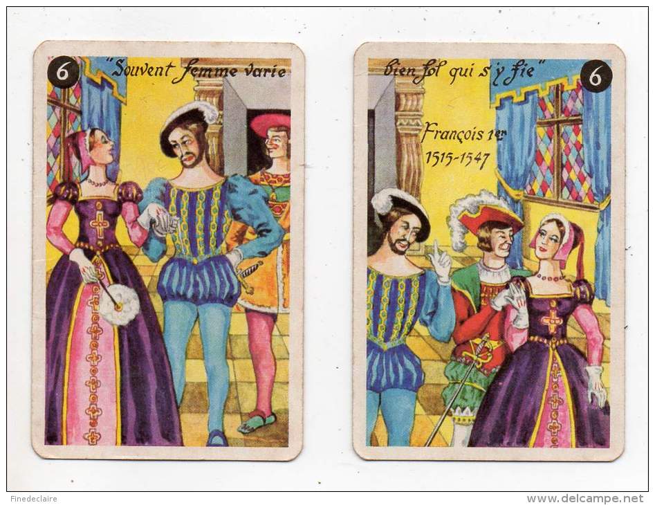 2 Cartes à Jouer - Souvent Femme Varie, Bien Foi Qui S'y Fie - François 1er - 1515/1547 - N°6 - Autres & Non Classés