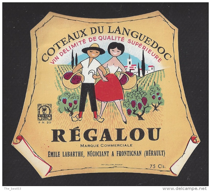 Etiquette De Vin Coteaux Du Languedoc  - Régalou   - Thème Couple  -   E. Labarthe à Frontignan  (34) - Paare