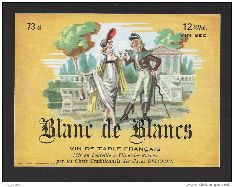Etiquette De Vin De Table Blanc De Blancs -  Thème Couple  -  Delcroix à Flines Les Râches  (59) - Coppie