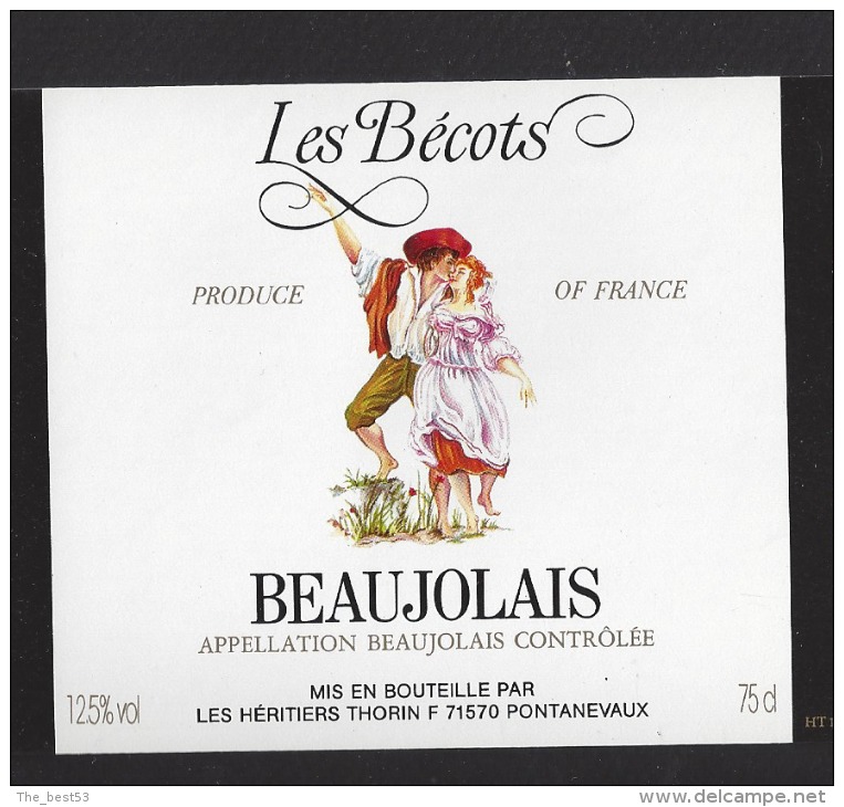 Etiquette De Vin  Beaujolais  -  Les Bécots  - Thème Couple -  Les Héritiers Thorin à Pontanevaux (71) - Couples