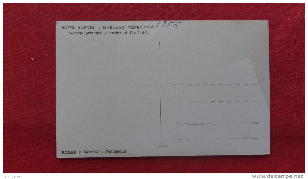 > Venezuela   RPPC  Maracay Hotel Jardin--ref 1988 - Venezuela