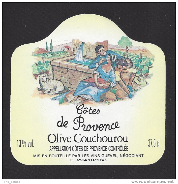 Etiquette De Vin Côtes De Provence   - Thème Couple Fontaine  - Olive Couchourou - Koppels