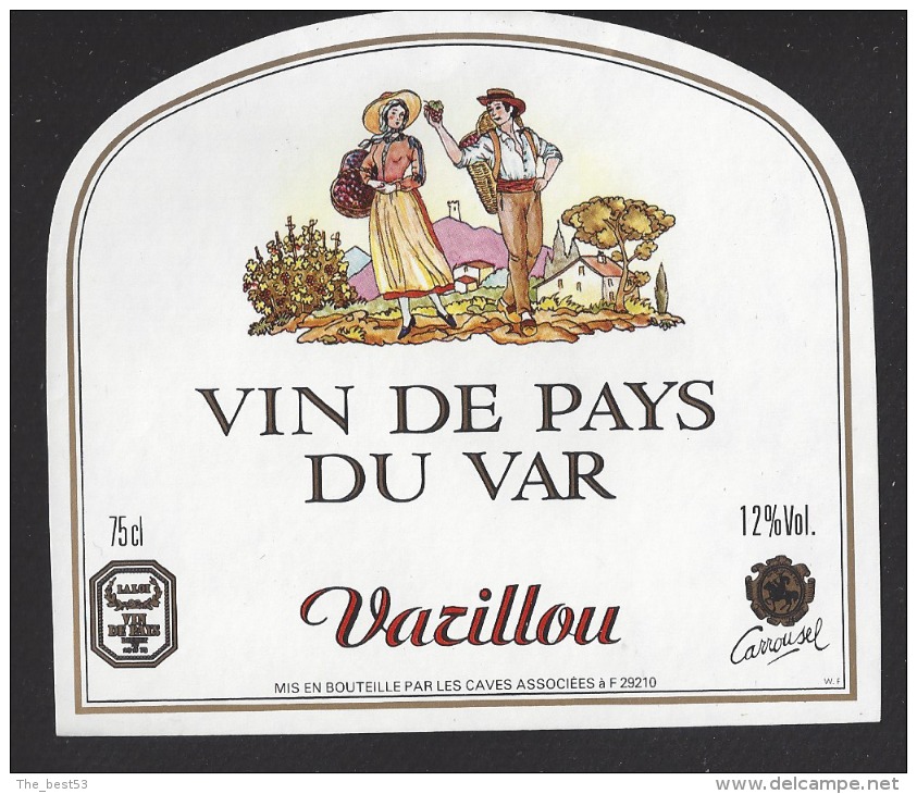 Etiquette De Vin De Pays Du Var   -  Varillou  - Thème Couple - Couples