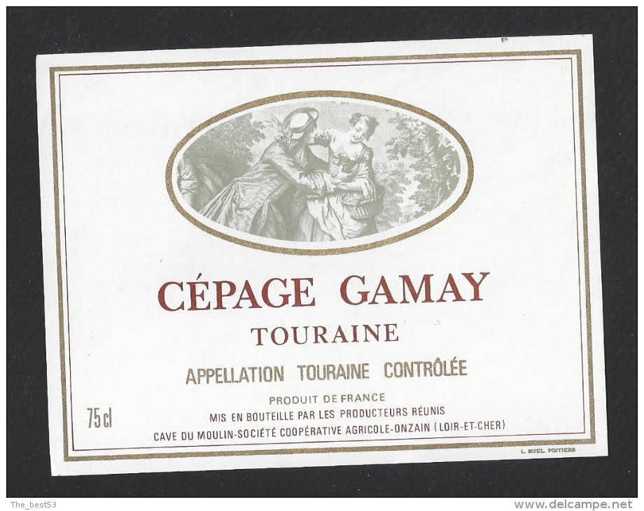 Etiquette De Vin Touraine Cépage Gamay    - Thème Couple -  Cave Du Moulin à Onzain  (41) - Coppie