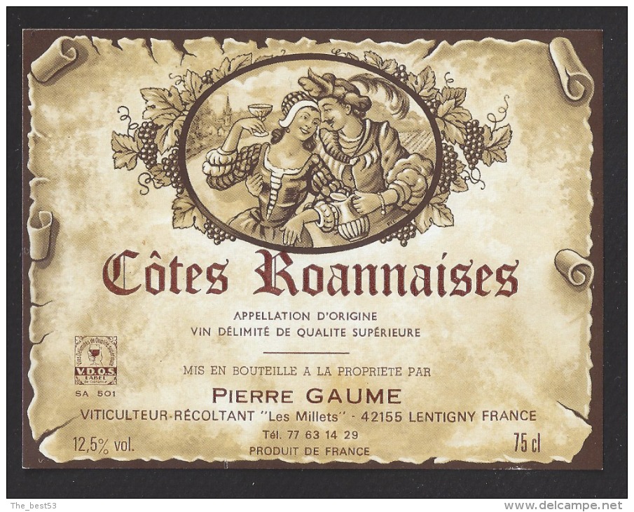 Etiquette De Vin Des Côtes Roannaises    - Thème Couple -  Pierre Gaume  è  Lentigny (42) - Paare