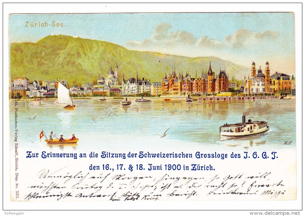 AK ZH Zürich See  Audruck Errinerung Sitzung Grossloge Des J.O.G.T 16-18 Juni 1900 Ges. 24.8.1901 Hongg AK Künzli - Höngg