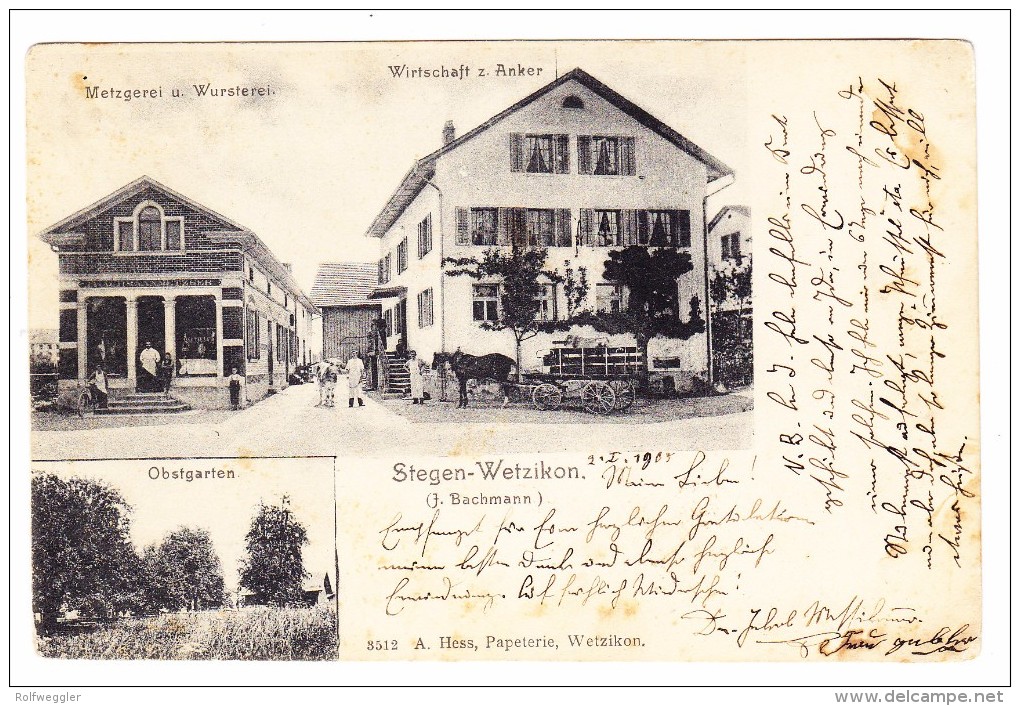 AK ZH Stegen-Wetzikon Ges. 2.1.1905 Robenhausen-Stegen Foto A. Hess #3512 - Hausen Am Albis 