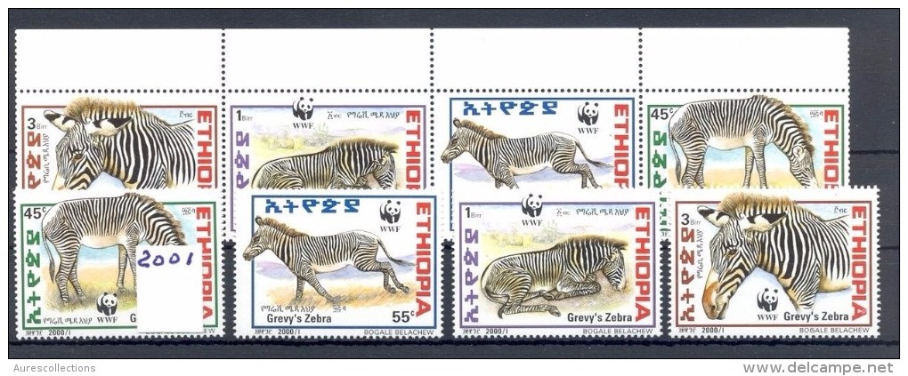 ETHIOPIA Ethiopie 2001 WWF Ethiopien Zebra Zebre Faune Animaux Strip + Set MNH - Ungebraucht