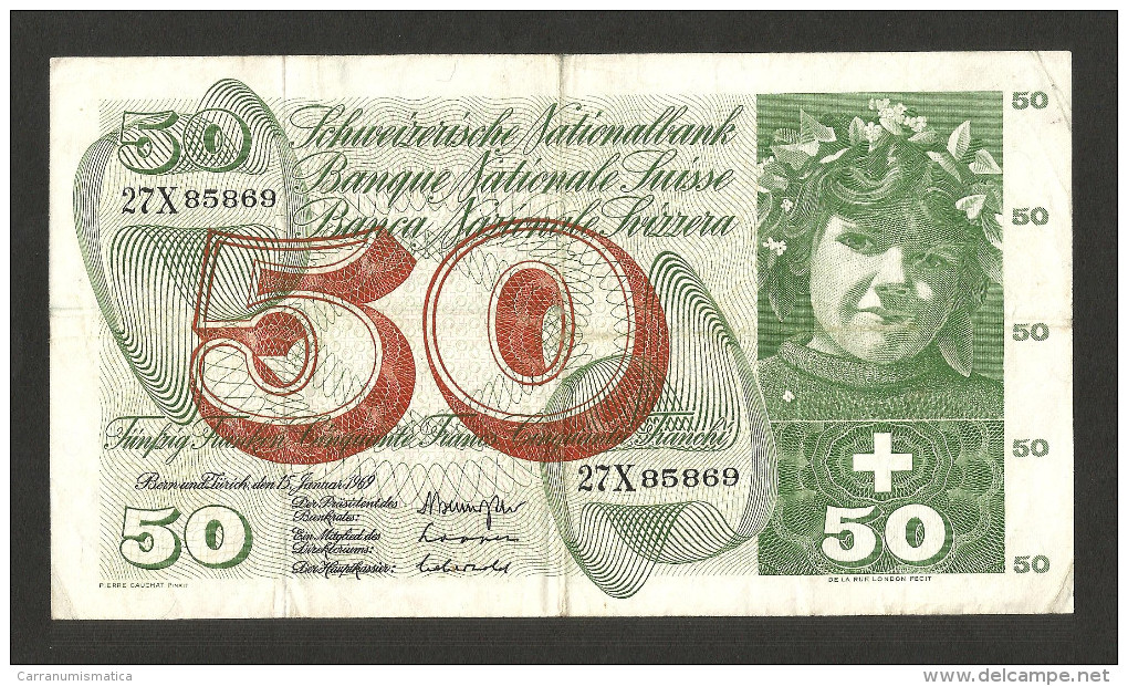 [CC] SVIZZERA / SUISSE / SWITZERLAND - NATIONAL BANK - 50 FRANCS / FRANKEN (1969) APFELERNTE - Switzerland