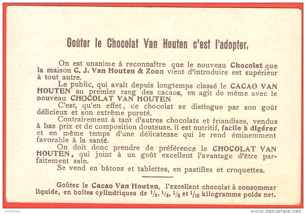 Chromo Chocolat Cacao Van Houten Le Détroit De Messine Mer Méditerranée Sicile Etna Reggio Calabre Italie - Van Houten