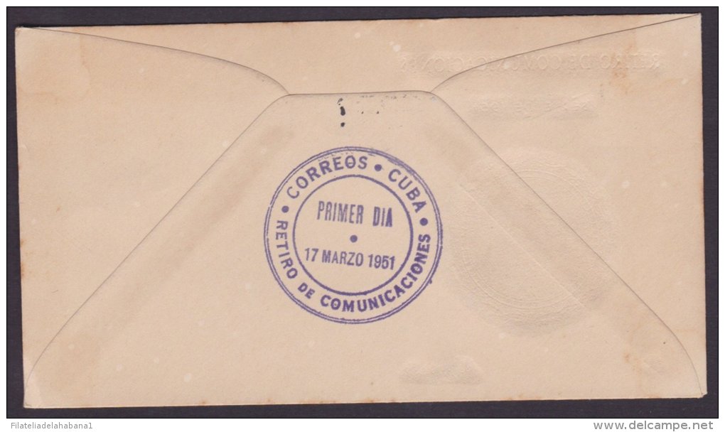 1951-FDC-51 CUBA 1951 FDC FERNANDO FIGUEREDO. BLACK CANCEL - FDC