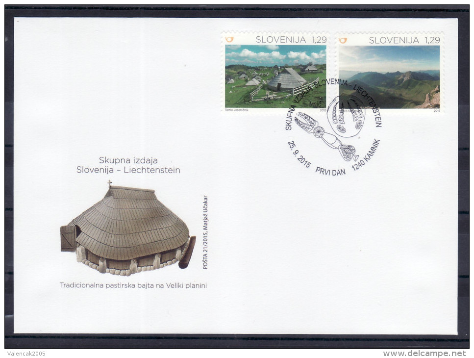 D23 Slowenien Slovenia Joint Liechtenstein 2015 Mi.No. 1164 - 1165 FDC Mountain Berge Alps Alpen Velika Planina Malbun - Oblitérés