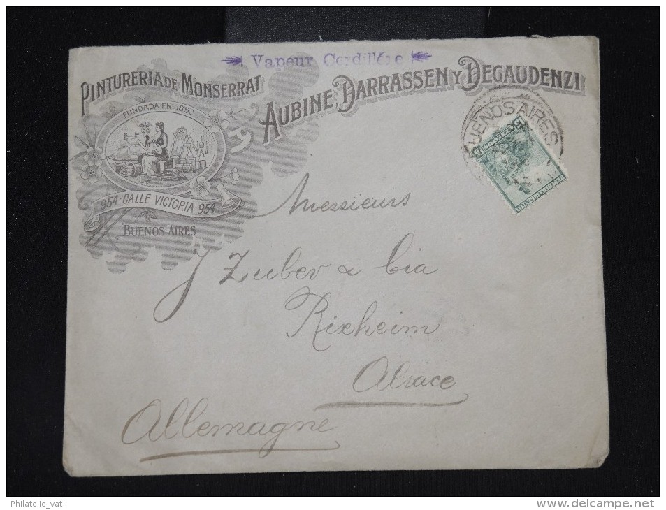 ARGENTINE - Enveloppe Publicitaire De Buenos Aires Pour Rixheim En 1906 Par Vapeur " Cordilliére" - à Voir - Lot P9999 - Cartas & Documentos