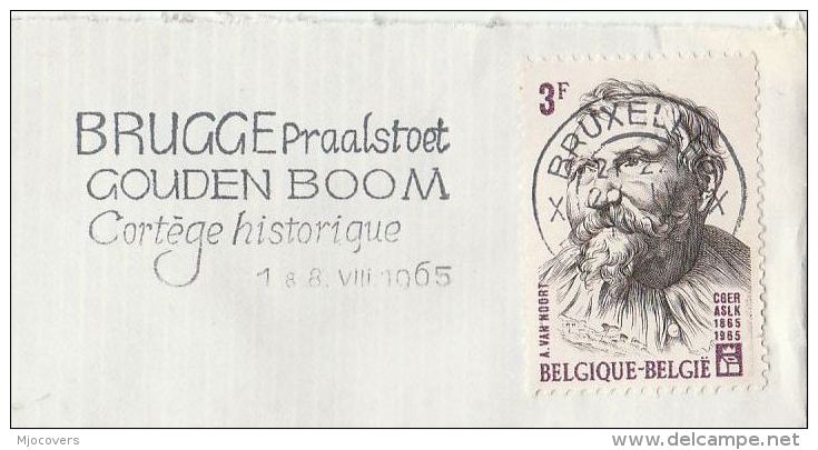 1965 BELGIUM COVER Adam Van Noort Art Stamps SLOGAN Pmk Brugge Praalstoet Gouden Boom Cortege Historique - Covers & Documents