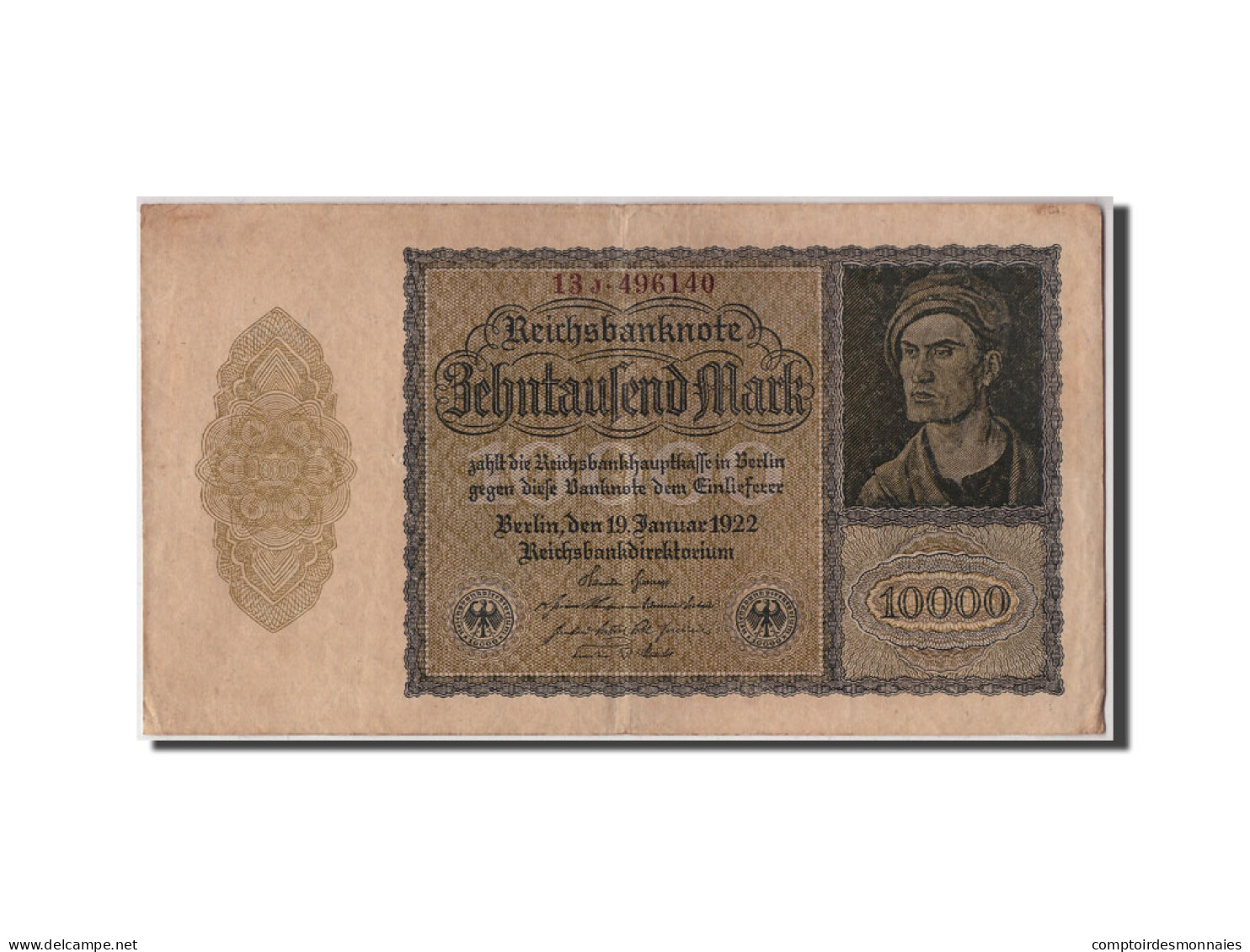 Billet, Allemagne, 10,000 Mark, 1922, 1922-01-19, TB+ - 10000 Mark