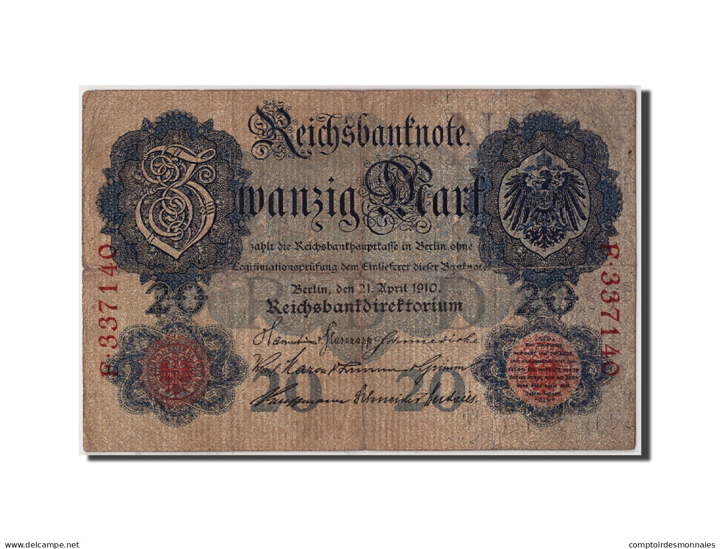 Billet, Allemagne, 20 Mark, 1910, 1910-04-21, TB - 20 Mark