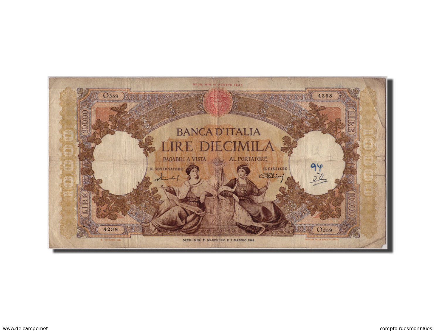 Billet, Italie, 10,000 Lire, 1951, 1951-03-31, TB+ - 10000 Lire