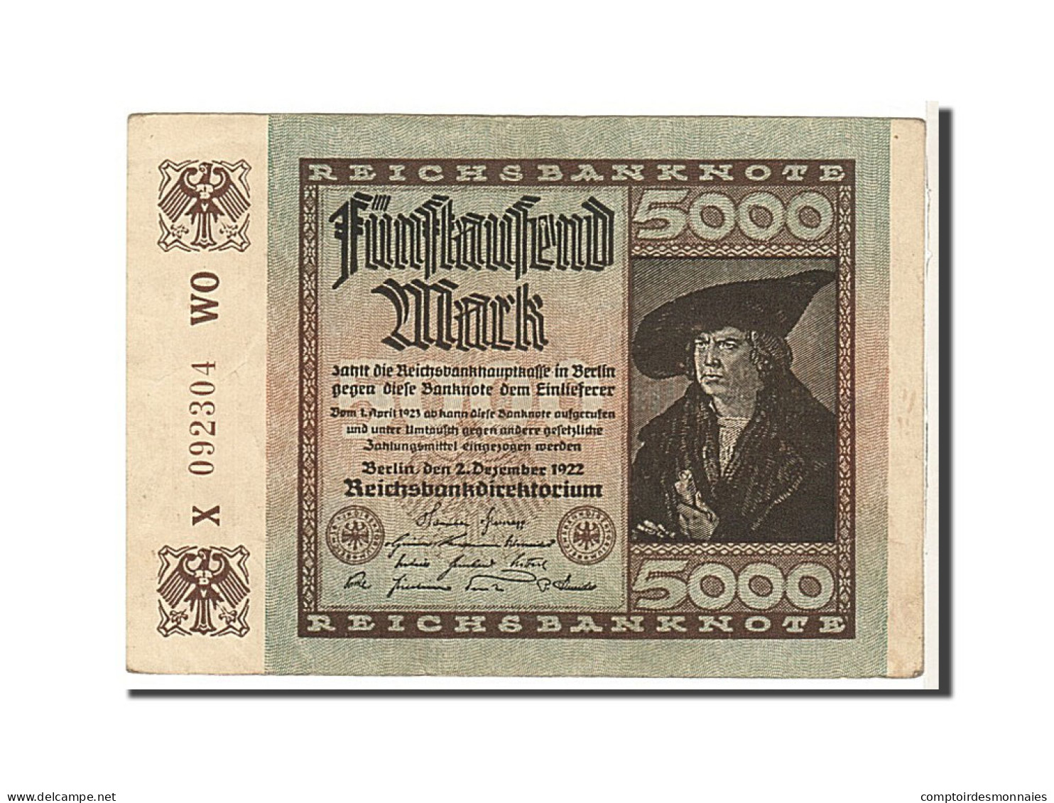 Billet, Allemagne, 5000 Mark, 1922, TTB - 5000 Mark