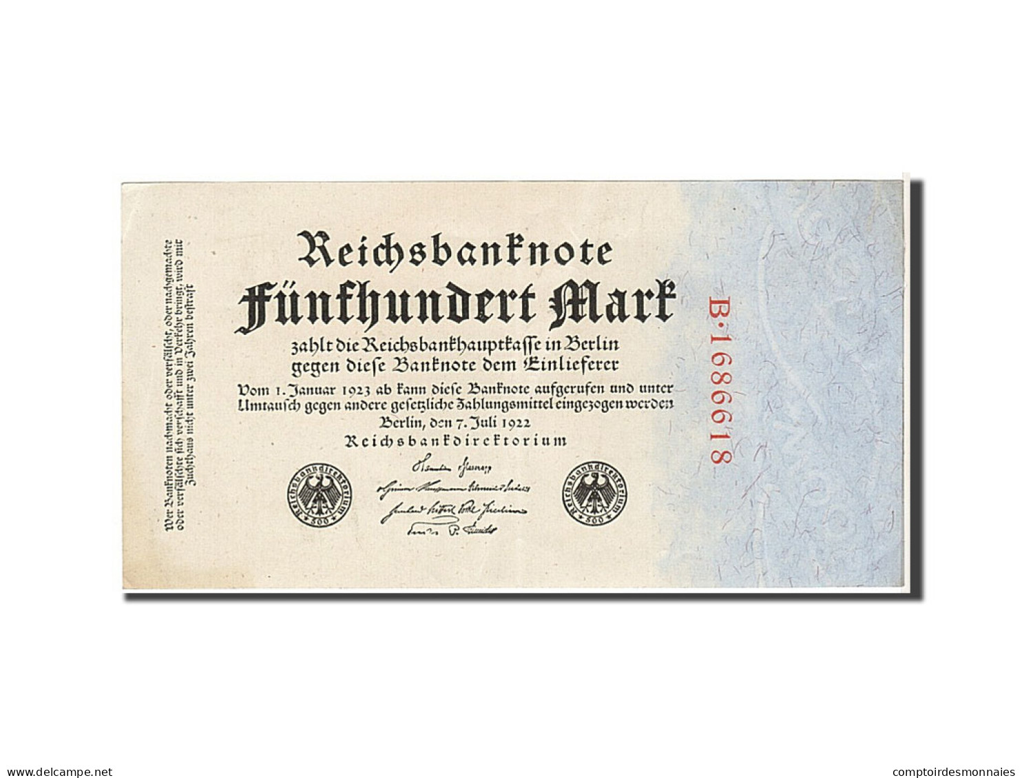 Billet, Allemagne, 500 Mark, 1922, KM:74a, SUP - 500 Mark