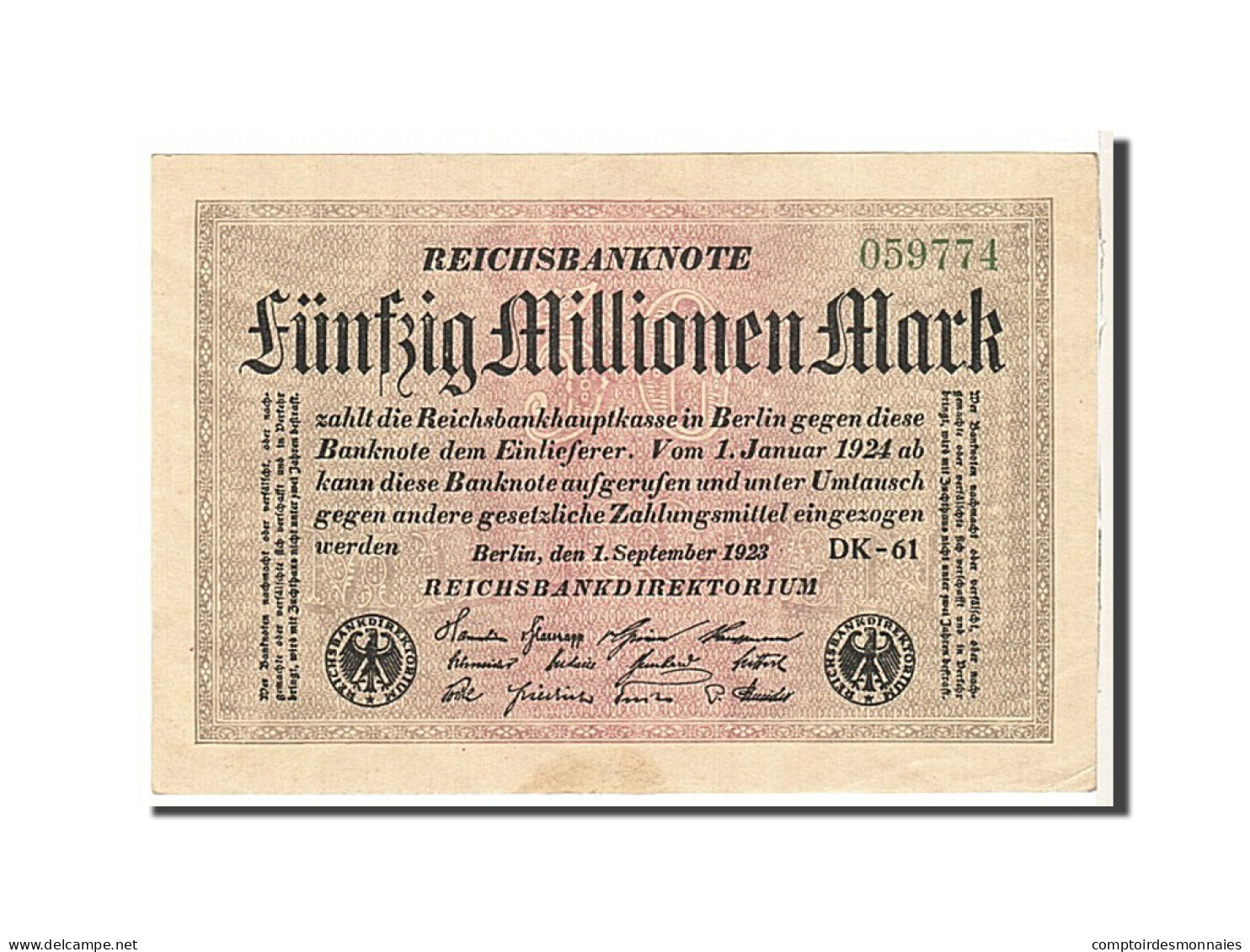 Billet, Allemagne, 50 Millionen Mark, 1923, TTB - 50 Miljoen Mark