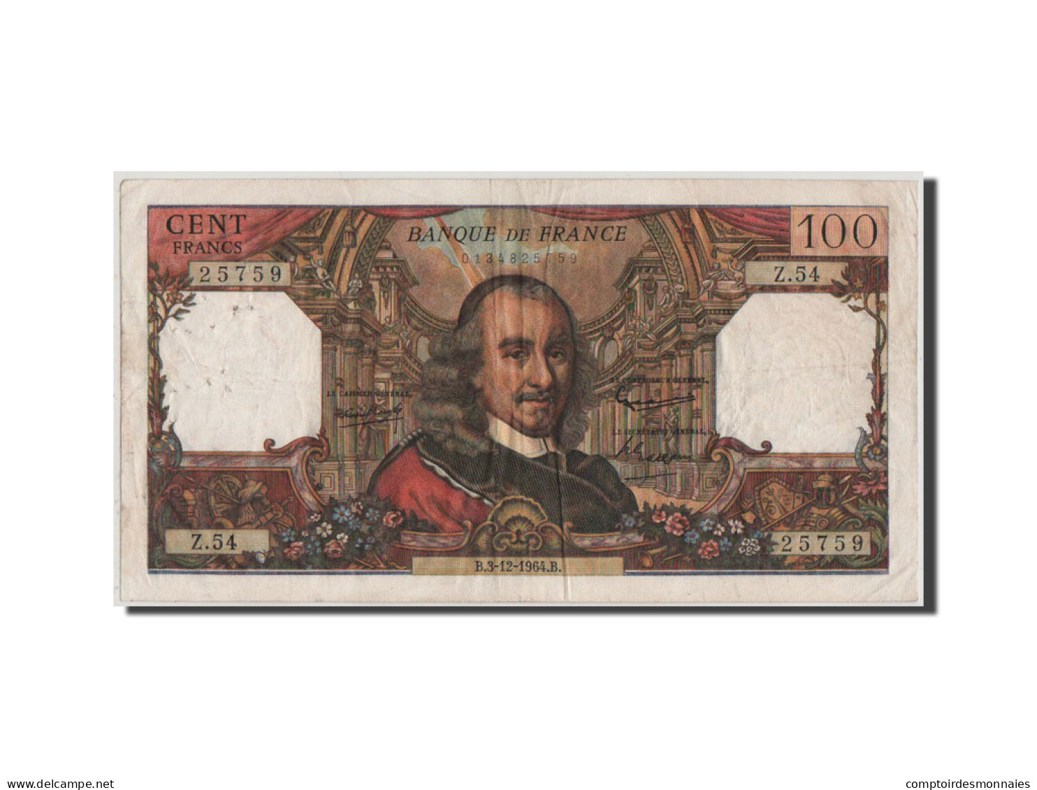 Billet, France, 100 Francs, 100 F 1964-1979 ''Corneille'', 1964, TB+ - 100 F 1964-1979 ''Corneille''