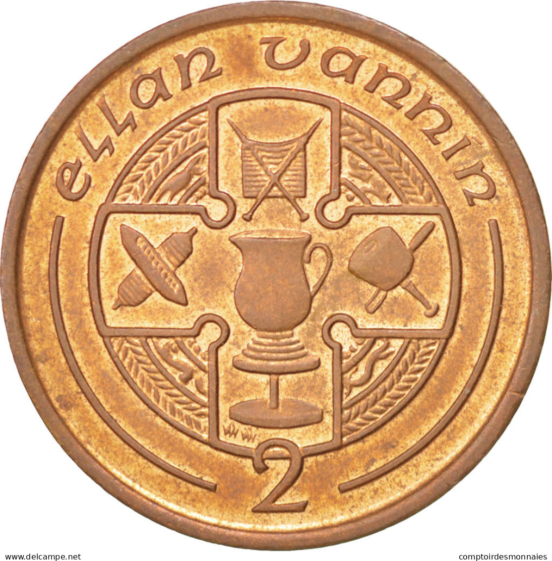 Monnaie, Isle Of Man, Elizabeth II, 2 Pence, 1992, Pobjoy Mint, SUP, Bronze - Isle Of Man