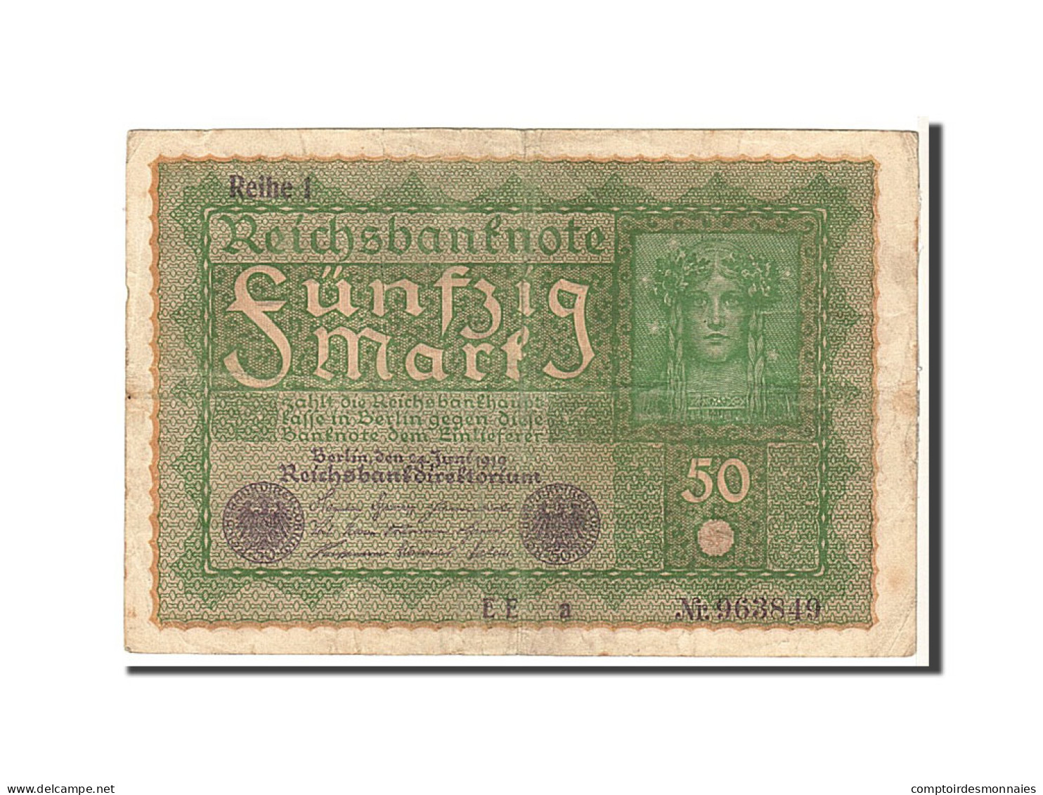 Billet, Allemagne, 50 Mark, 1919, KM:66, TTB - 50 Mark