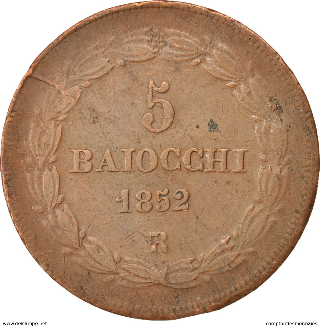 Monnaie, États Italiens, PAPAL STATES, Pius IX, 5 Baiocchi, 1852, Roma, TTB - Vaticano (Ciudad Del)