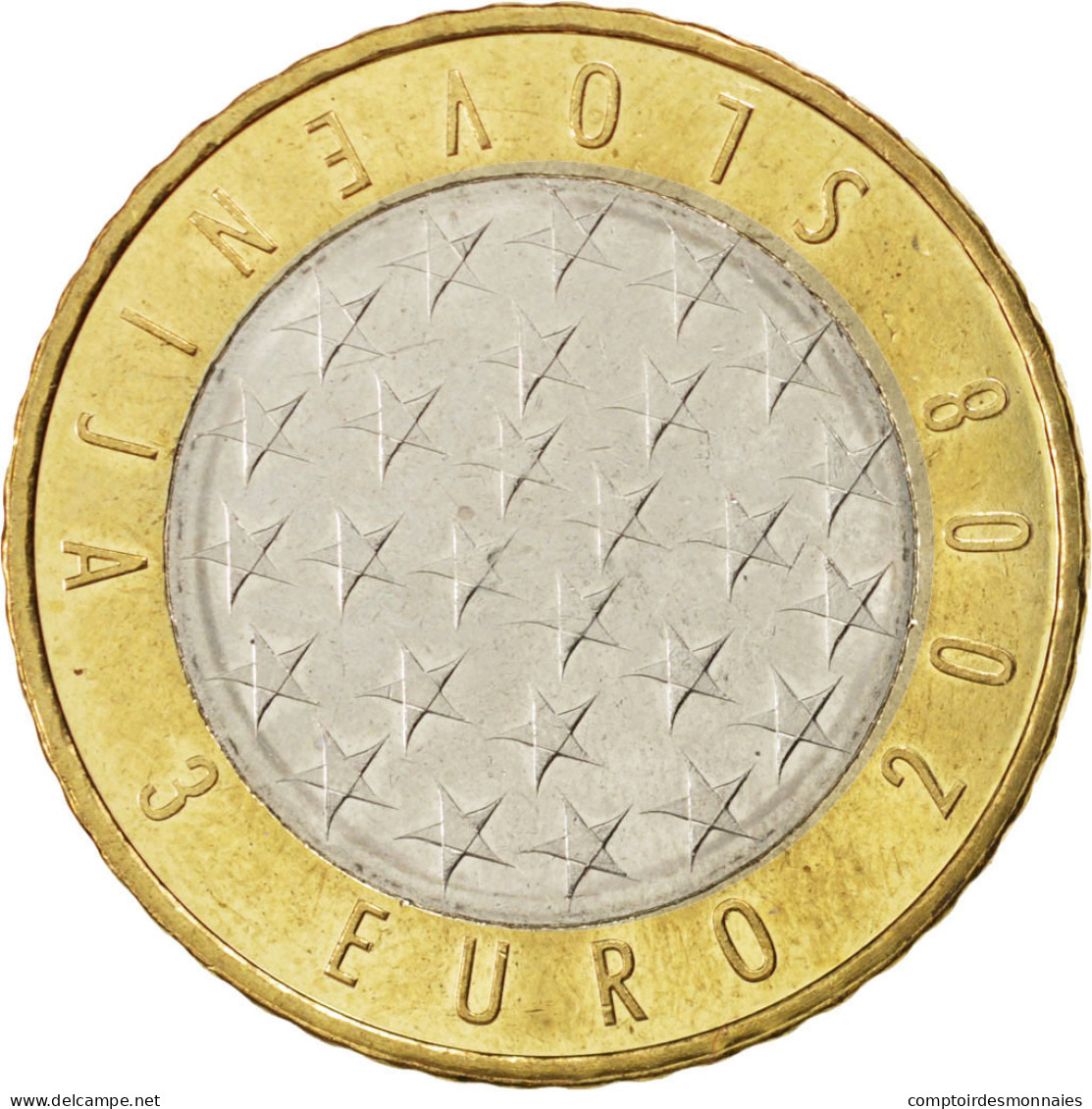 Slovénie, 3 Euro, 2008, SPL, Bi-Metallic, KM:81 - Slovénie