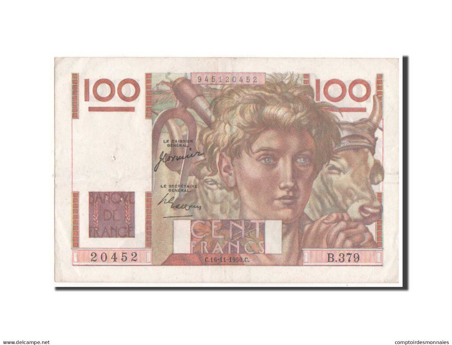 Billet, France, 100 Francs, 100 F 1945-1954 ''Jeune Paysan'', 1950, TTB - 100 F 1945-1954 ''Jeune Paysan''