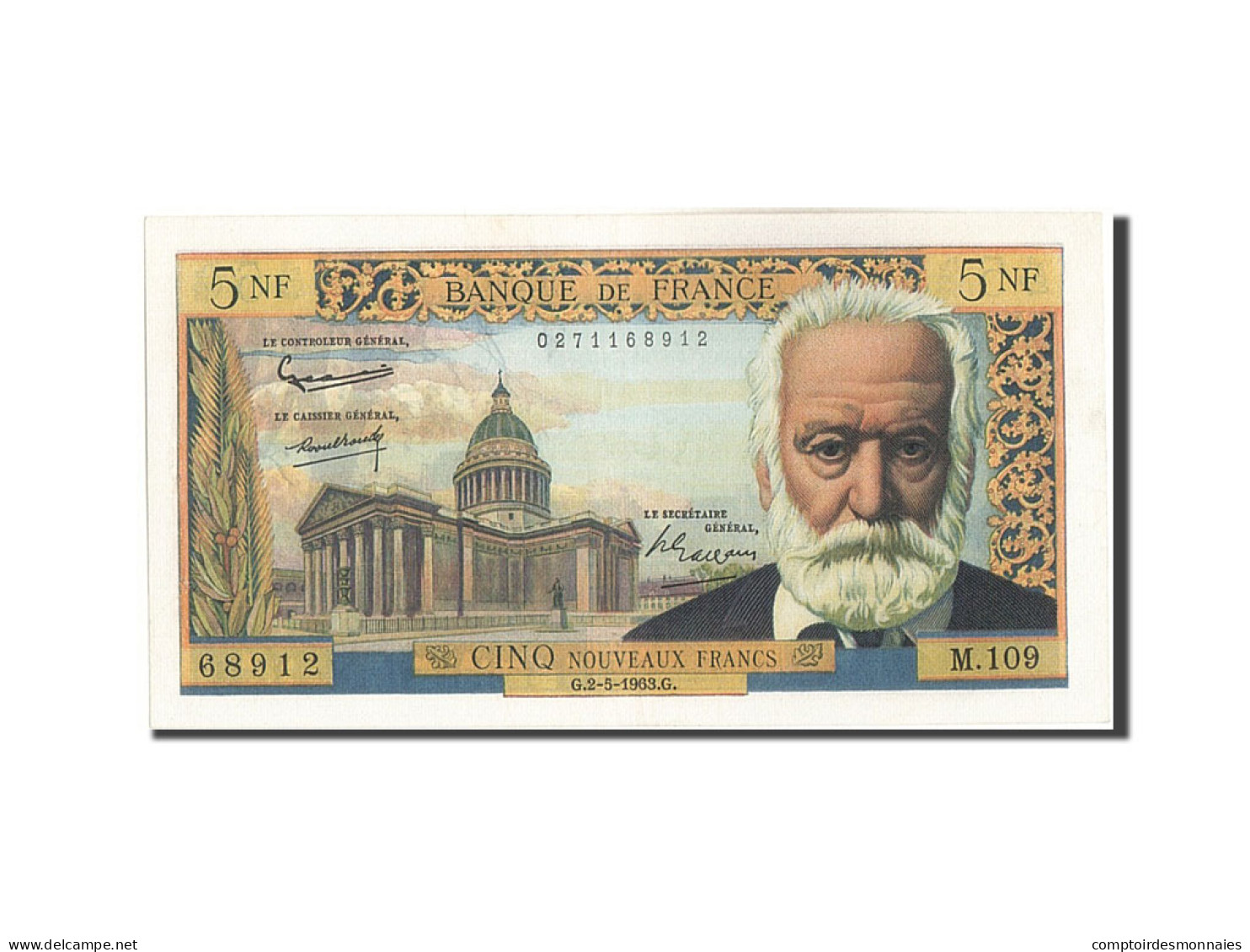 Billet, France, 5 Nouveaux Francs, 5 NF 1959-1965 ''Victor Hugo'', 1963 - 5 NF 1959-1965 ''Victor Hugo''