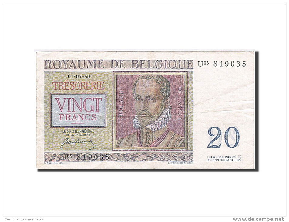 Belgique, 20 Francs, Type Roland De Lassus - Otros & Sin Clasificación