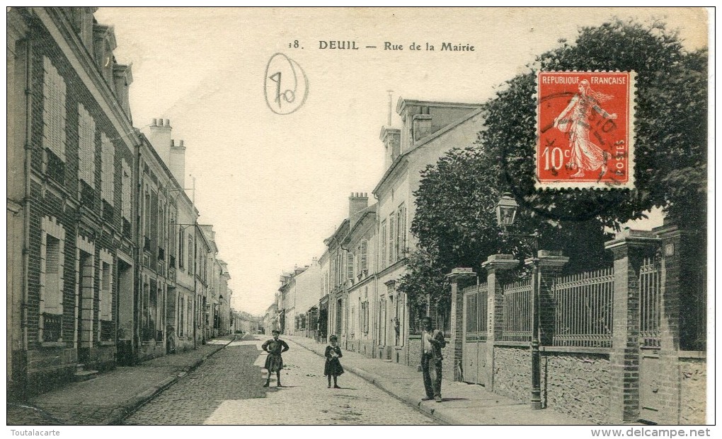 CPA 95 DEUIL RUE DE LA MAIRIE 1911 - Deuil La Barre