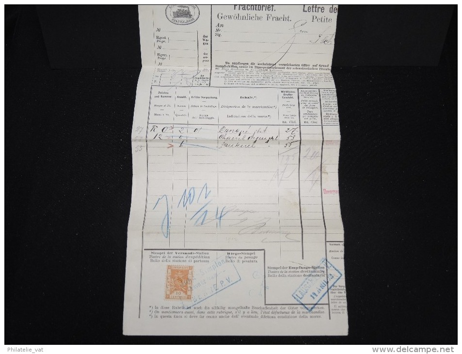 SUISSE - Fiscal Sur Demi Document  Ferroviaire En 1902 - à Voir - Lot P10011 - Revenue Stamps