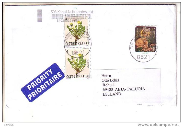GOOD AUSTRIA Postal Cover To ESTONIA 2012 - Good Stamped: Flowers ; Christmas - Briefe U. Dokumente