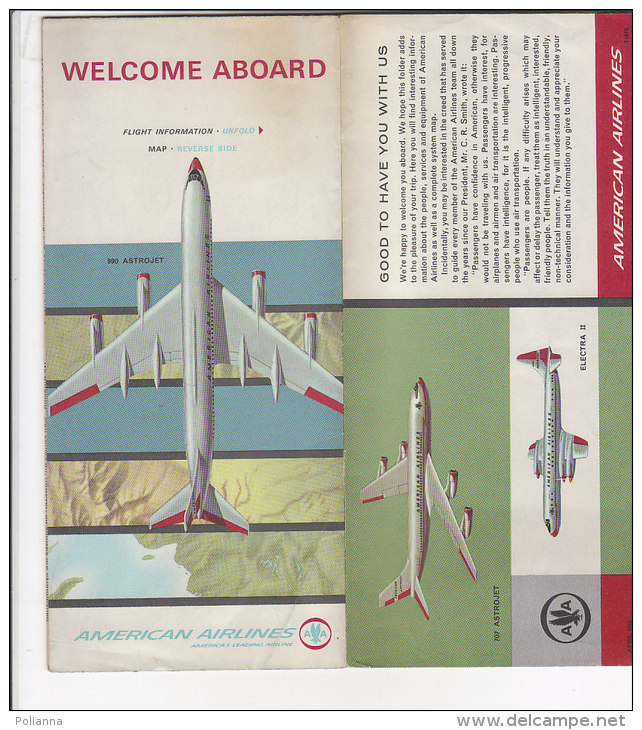 B1409 - AVIAZIONE - Brochure AMERICAN AIRLINES SYSTEM MAP 1963/AEREI 707 ASTROJET ELECTRA II - Altri & Non Classificati