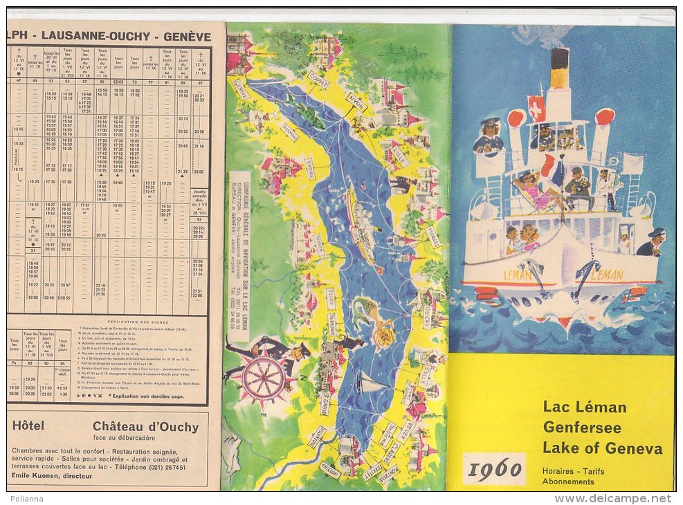 B1467 - Brochure SVIZZERA - ORARI 1960 BATTELLI TRAGHETTI - LAGO DI GINEVRA - Europe