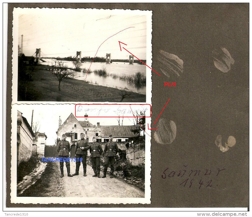 WW2 PHOTO ORIGINALE Soldats Allemands à SAUMUR & Pont Ko à LANGEAIS Près Tours MAINE INDRE ET LOIRE 1942 - 1939-45