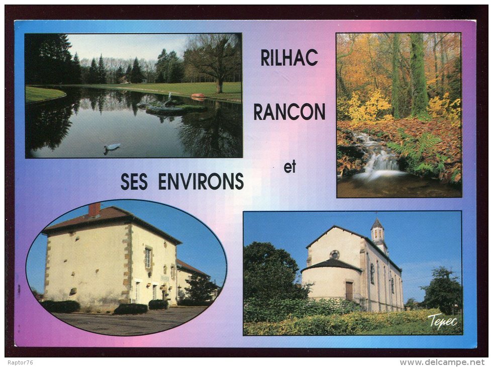 CPM 87 RILHAC RANCON Multi Vues Plan D'eau De La Biche Sous-bois Mairie Eglise - Rilhac Rancon