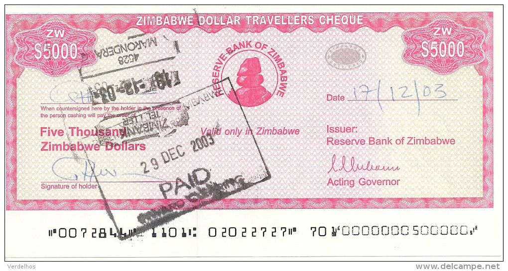 ZIMBABWE  5000 DOLLARS 2003 AUNC P 16 - Zimbabwe